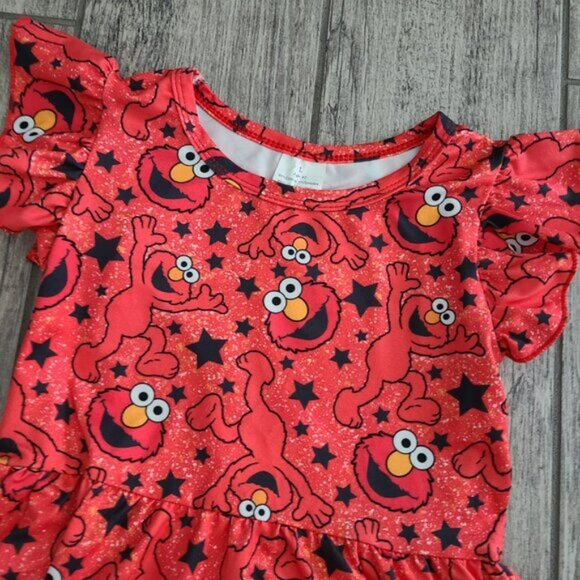 Sesame Street Elmo short sleeve buttery soft toddler dress red size 4T - Picture 3 of 7